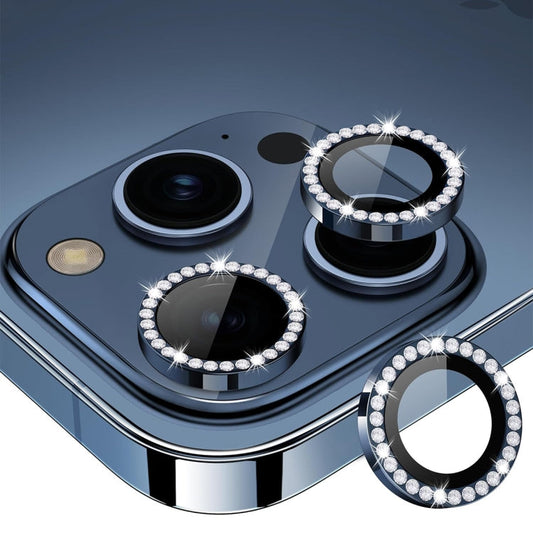 Pour iPhone 16 Pro / 16 Pro Max ENKAY AR Bague Diamant Individuelle Anti-reflet pour Objectif d'Appareil Photo en Verre Film Complet (Bleu Foncé)
