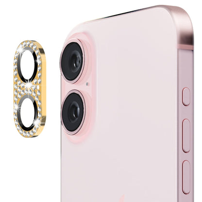 Pour iPhone 16 / 16 Plus ENKAY Hat-Prince Blink Diamond Lentille d'appareil photo en alliage d'aluminium et verre trempé (Doré)