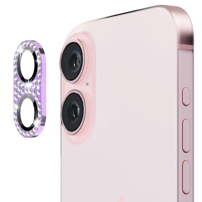 Pour iPhone 16 / 16 Plus Film en verre trempé en alliage d'aluminium ENKAY Hat-Prince Blink Diamond pour objectif d'appareil photo (violet clair)
