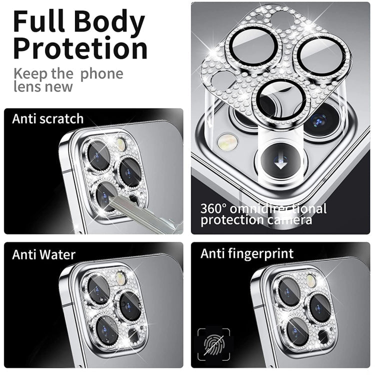 For iPhone 16 / 16 Plus ENKAY Hat-Prince Blink Diamond Camera Lens Aluminium Alloy Tempered Glass Film(Silver)