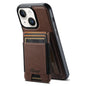For iPhone 14 Plus Suteni H17 Cross Grain Leather MagSafe Detachable Wallet Phone Case(Brown)