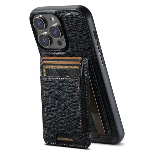 Pour iPhone 12 Pro Max Étui portefeuille détachable Suteni H17 en cuir grainé avec MagSafe (noir)