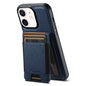 For iPhone 12 Suteni H17 Cross Grain Leather MagSafe Detachable Wallet Phone Case(Blue)