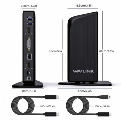 WAVLINK UG39PD1 13 in 1 Type-C Triple Monitors 4K HD Docking Station, Plug:UK Plug