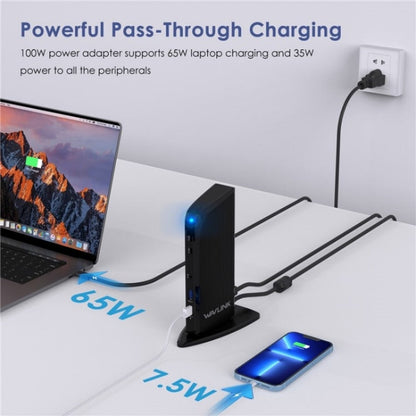 WAVLINK UG39PD1 13 in 1 Type-C Triple Monitors 4K HD Docking Station, Plug:UK Plug