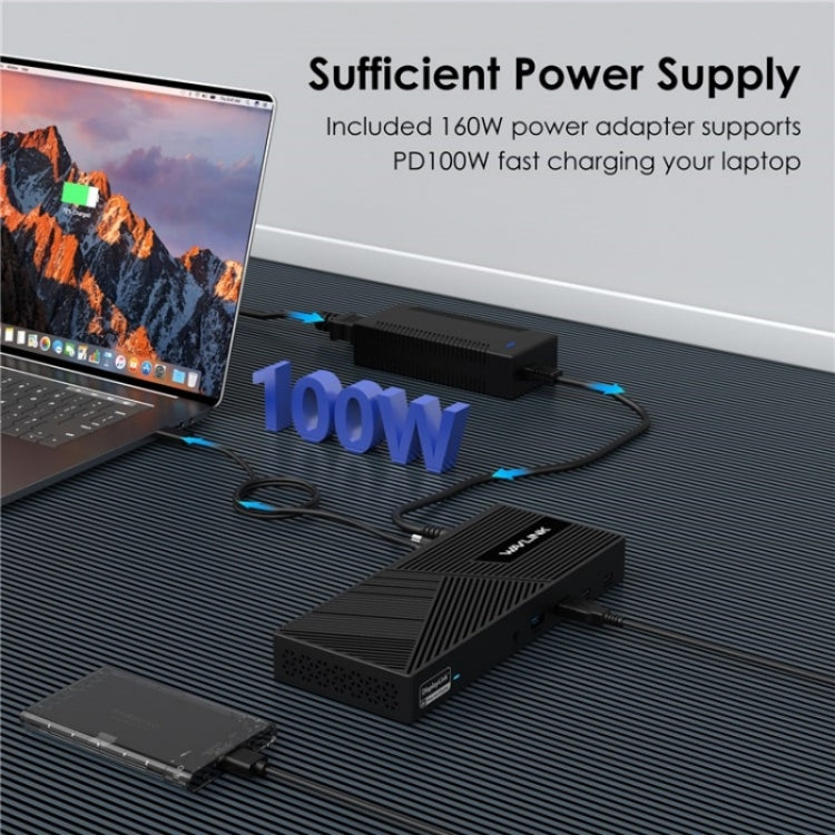 WAVLINK UG69PD25 Pro 100W PD Charging Triple 4K Display Laptop Docking Station, Plug:US Plug