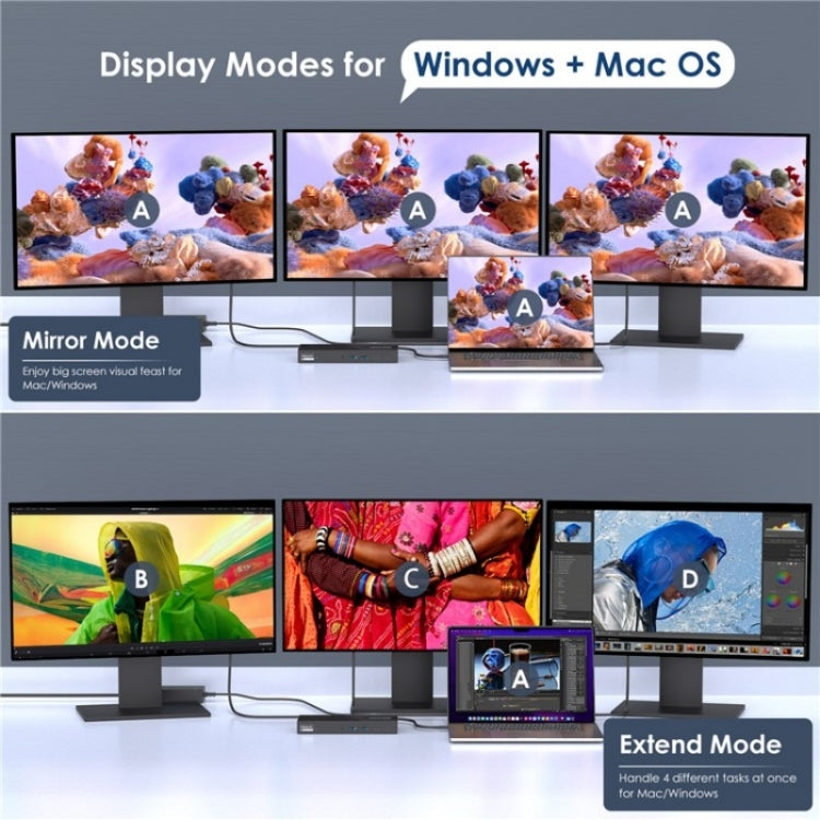 WAVLINK UG69PD25 Pro 100W PD Charging Triple 4K Display Laptop Docking Station, Plug:US Plug