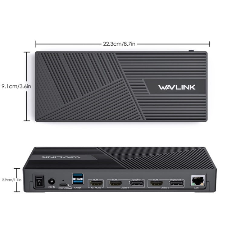 WAVLINK UG69PD25 Pro 100W PD Charging Triple 4K Display Laptop Docking Station, Plug:EU Plug