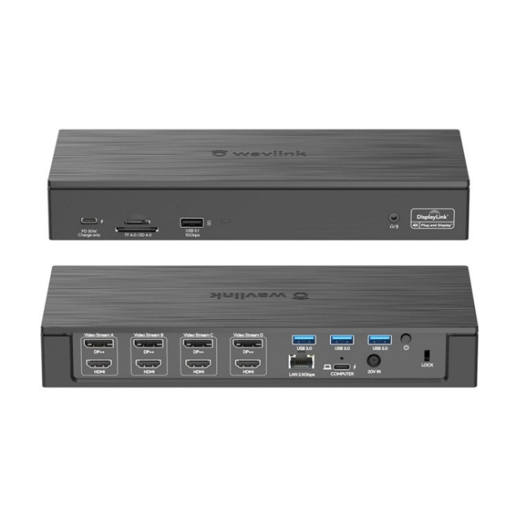 WAVLINK UG69PD8 Pro 18-in-1 DP / HD 5K Quadruple Display USB C Universal Docking Station, Plug:UK Plug