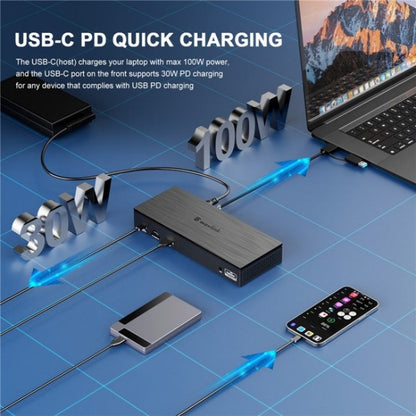 WAVLINK UG69PD8 Pro 18-in-1 DP / HD 5K Quadruple Display USB C Universal Docking Station, Plug:UK Plug