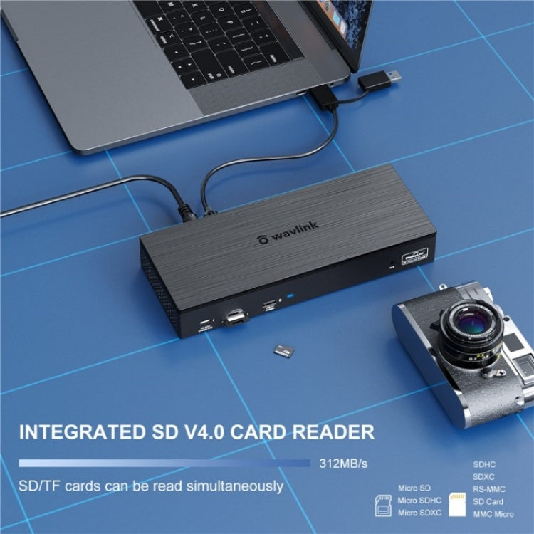 WAVLINK UG69PD8 Pro 18-in-1 DP / HD 5K Quadruple Display USB C Universal Docking Station, Plug:US Plug