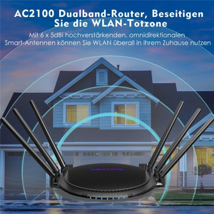 WAVLINK WN531A6 Dual Band Wireless Repeater AC2100 Gigabit Ethernet Port WiFi Router, Plug:US Plug