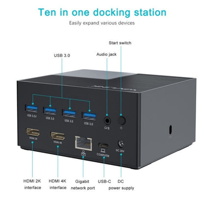 Station d'accueil universelle double HD avec audio 3,5 mm et port réseau Gigabit WAVLINK UG76PD2 (prise AU)