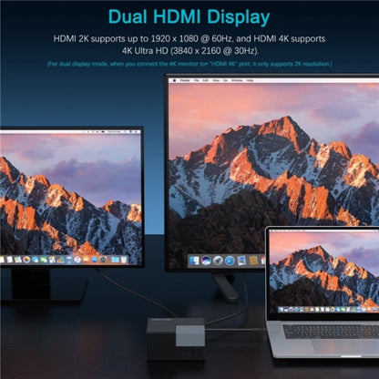 Station d'accueil universelle double HD avec audio 3,5 mm et port réseau Gigabit WAVLINK UG76PD2 (prise AU)