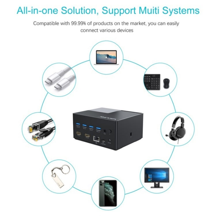 WAVLINK UG76PD2 3.5mm Audio, Gigabit Network Port Dual HD Universal Docking Station(UK Plug)