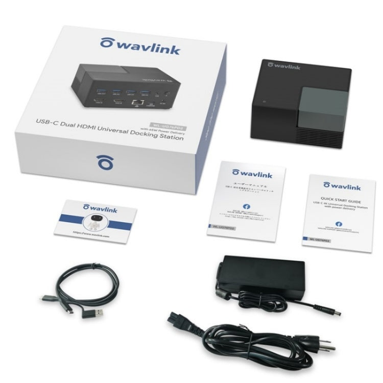 Station d'accueil universelle double HD avec audio 3,5 mm et port réseau Gigabit WAVLINK UG76PD2 (prise AU)
