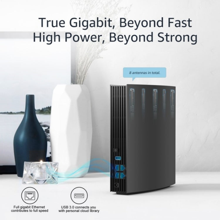 WAVLINK WN538A8 With LCD Screen AC3200 Home Dual Band Gigabit Smart WiFi Router, Plug:UK Plug