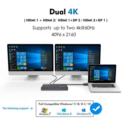 WAVLINK UG69PD6 Dual 4K Laptop Docking Station 5K HD Displaylink 65 / 100W PD Charging, Plug:US Plug