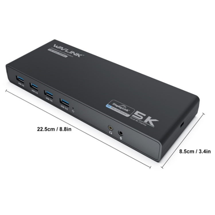 WAVLINK UG69PD6 Dual 4K Laptop Docking Station 5K HD Displaylink 65 / 100W PD Charging, Plug:AU Plug
