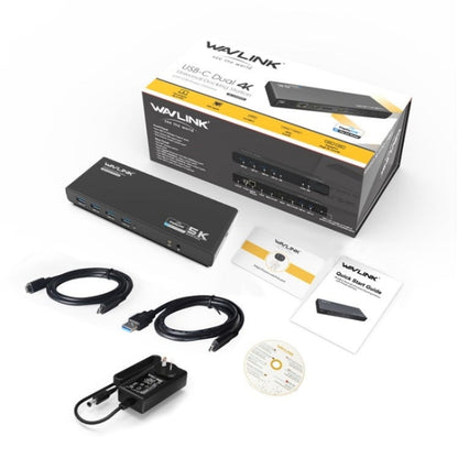 WAVLINK UG69PD6 Dual 4K Laptop Docking Station 5K HD Displaylink 65 / 100W PD Charging, Plug:US Plug