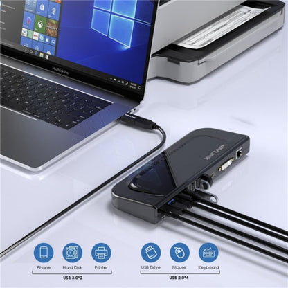 WAVLINK UG49DK4 Universal Laptop Docking Station Dual Monitor Supports DVI / HDMI / VGA(EU Plug)