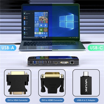 WAVLINK UG49DK4 Universal Laptop Docking Station Dual Monitor Supports DVI / HDMI / VGA(EU Plug)
