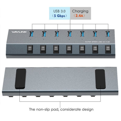 WAVLINK UH3076 5Gbps 7-port USB 3.0 Hub with Independent Switch and LED Indicator(AU Plug)