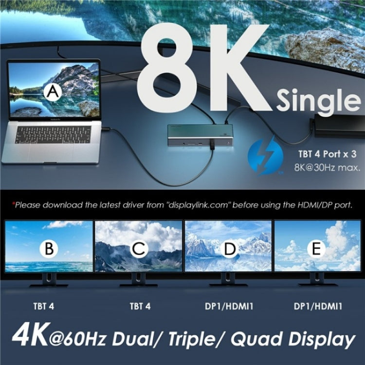 WAVLINK UTD41 PRO RJ45 / Audio / SD Card Reader 15-in-1 Thunderbolt 4 Docking Station, Plug:UK Plug