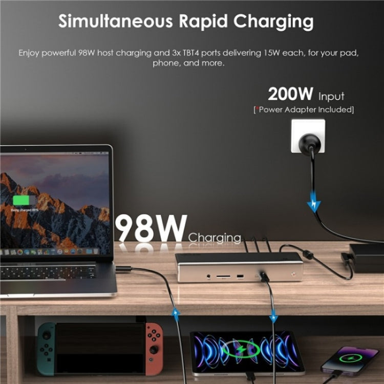 WAVLINK UTD41 PRO RJ45 / Audio / SD Card Reader 15-in-1 Thunderbolt 4 Docking Station, Plug:AU Plug