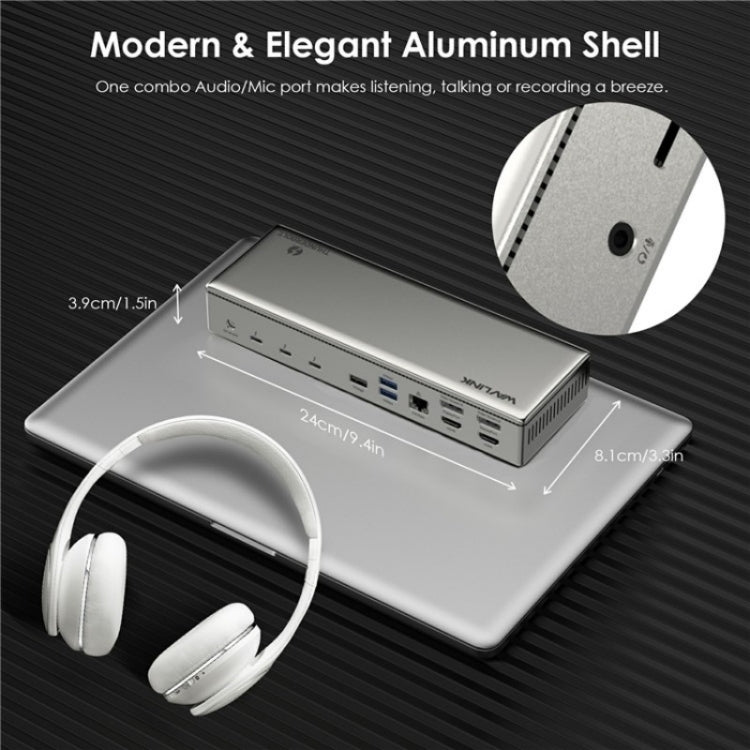 WAVLINK UTD41 PRO RJ45 / Audio / SD Card Reader 15-in-1 Thunderbolt 4 Docking Station, Plug:EU Plug