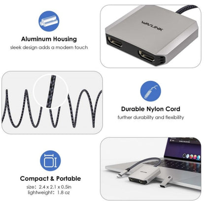 WAVLINK UHP510 Pro 87W PD Charging USB C to Dual HD Converter 4K 60Hz Monitor Adapter