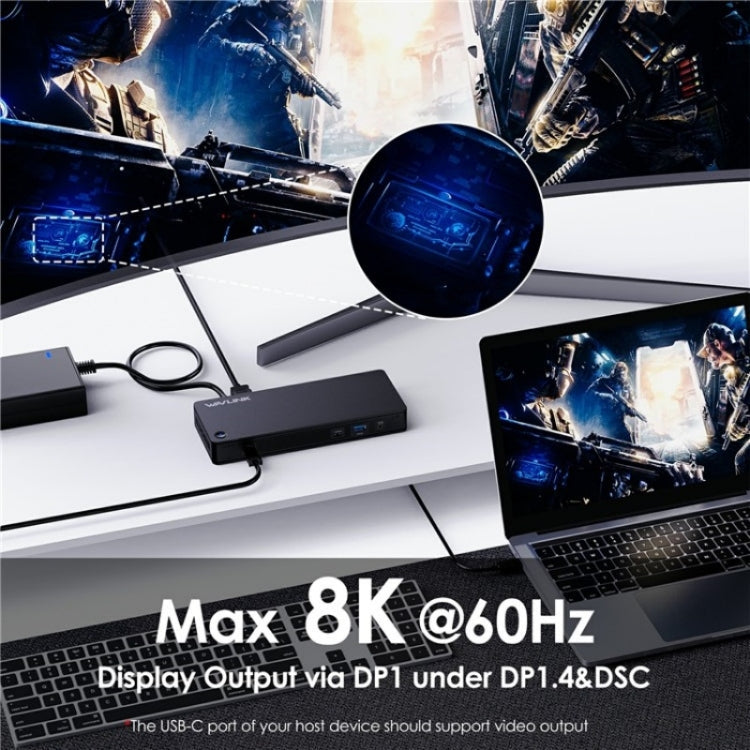 WAVLINK UTD22 Support 96W Laptop Charging USB4 Docking Station Dual Monitor USB-C Hub(US Plug)