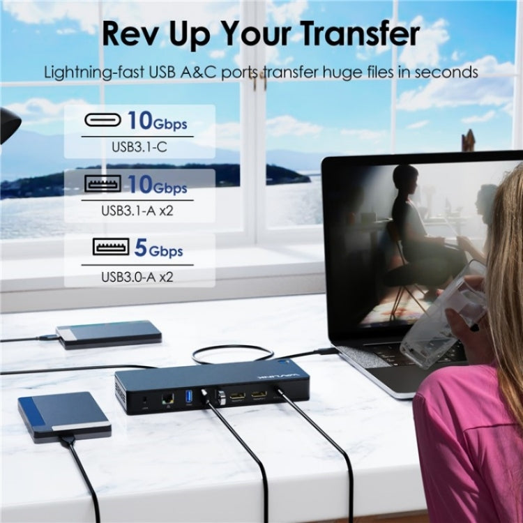 WAVLINK UTD22 Support 96W Laptop Charging USB4 Docking Station Dual Monitor USB-C Hub(AU Plug)