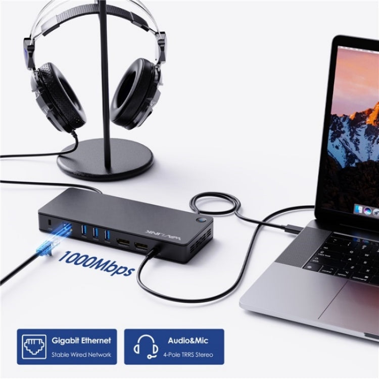 WAVLINK UTD22 Support 96W Laptop Charging USB4 Docking Station Dual Monitor USB-C Hub(UK Plug)
