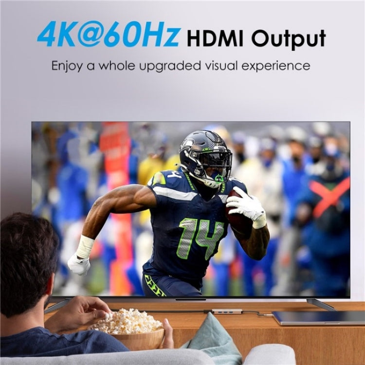 Station d'accueil Type-C WAVLINK UHP3416 7-en-1 PD100W avec lecteur de carte SD/TF et résolution 4K HD (Gris)