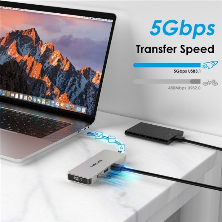 WAVLINK UHP3416 7-in-1 PD100W Charging SD / TF Card Reader 4K HD Type-C Docking Station(Black)