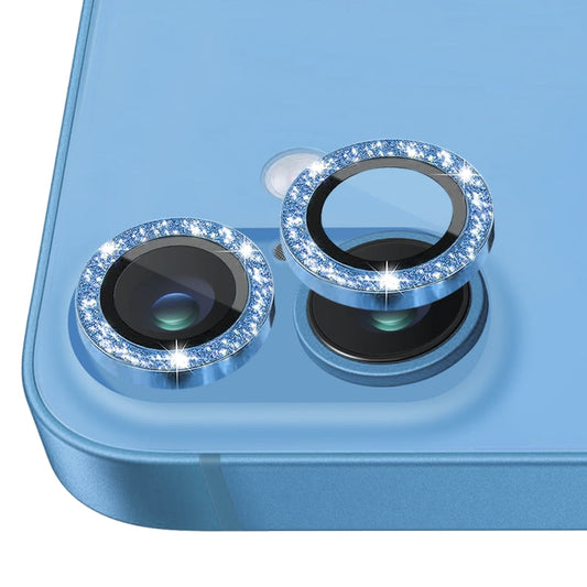 For iPhone 16 / 16 Plus NORTHJO Glitter Camera Lens Protector Tempered Glass Metal Ring Film(Blue)