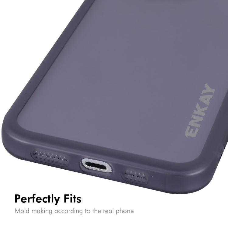 For iPhone 15 Pro ENKAY Hat-Prince Translucent Matte TPU Phone Case with Lens Film(Purple)