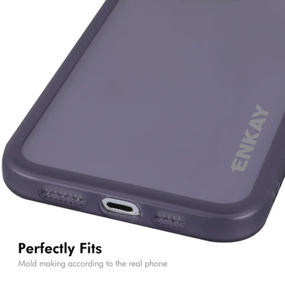 For iPhone 15 Pro ENKAY Hat-Prince Translucent Matte TPU Phone Case with Lens Film(Purple)