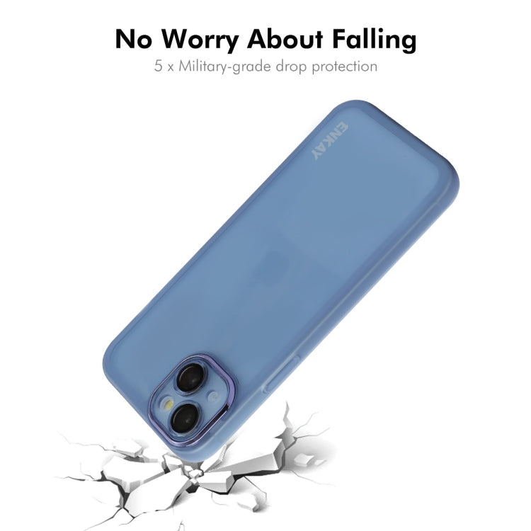 For iPhone 15 Plus ENKAY Hat-Prince Translucent Matte TPU Phone Case with Lens Film(Purple)