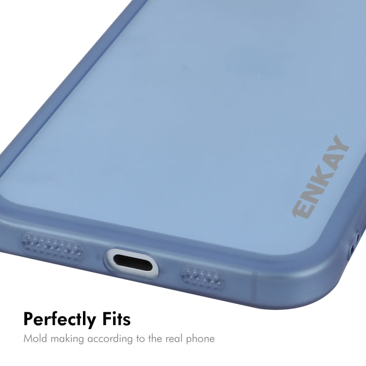 For iPhone 15 ENKAY Hat-Prince Translucent Matte TPU Phone Case with Lens Film(Purple)