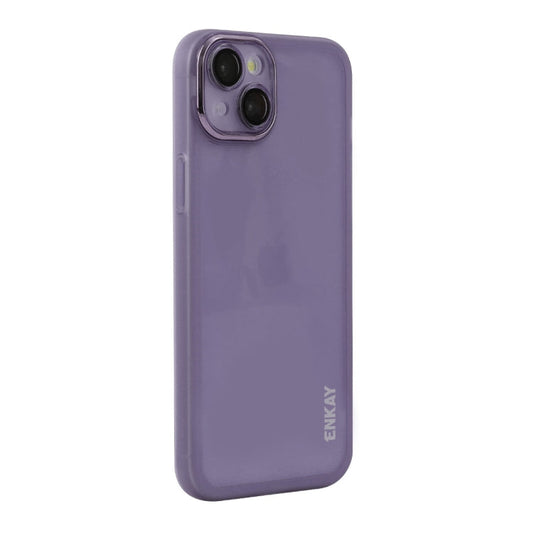 Pour iPhone 14 Plus Coque de téléphone ENKAY Hat-Prince en TPU mat translucide avec film de protection d'objectif (Violet)