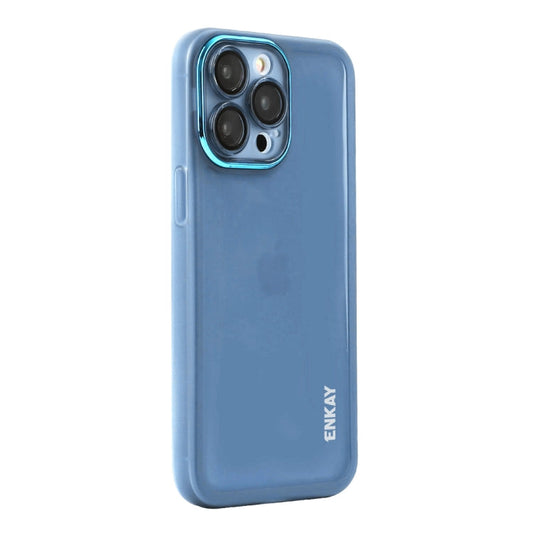 Pour iPhone 14 Pro Coque de téléphone en TPU mat translucide ENKAY Hat-Prince avec film de protection d'objectif (Bleu)