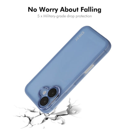 For iPhone 16 ENKAY Hat-Prince Translucent Matte TPU Phone Case with Lens Film(Purple)