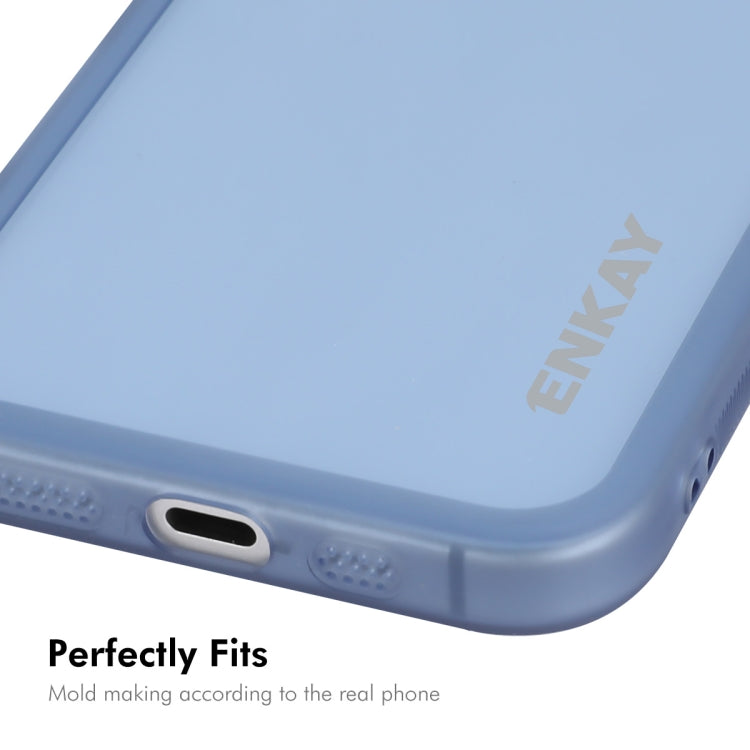 For iPhone 16 ENKAY Hat-Prince Translucent Matte TPU Phone Case with Lens Film(Purple)