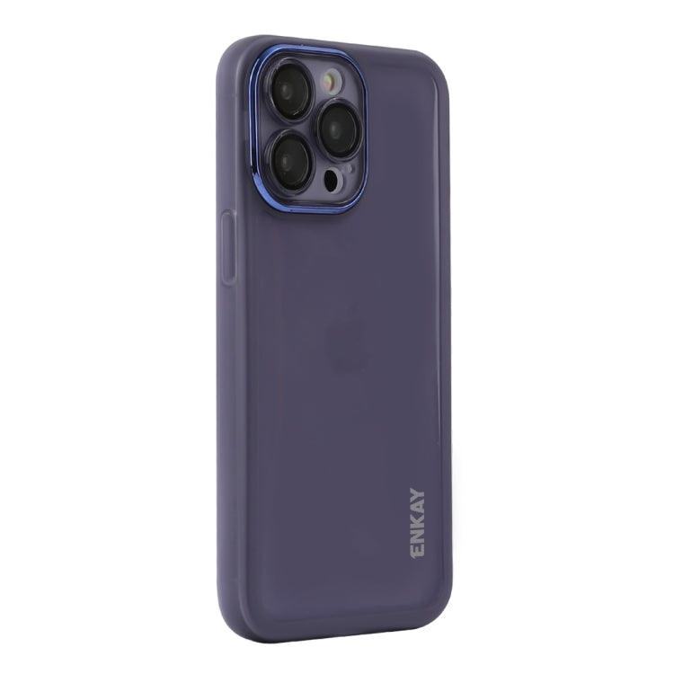 Pour iPhone 16 Pro Max Coque de téléphone en TPU mat translucide ENKAY Hat-Prince avec film de protection d'objectif (Violet)