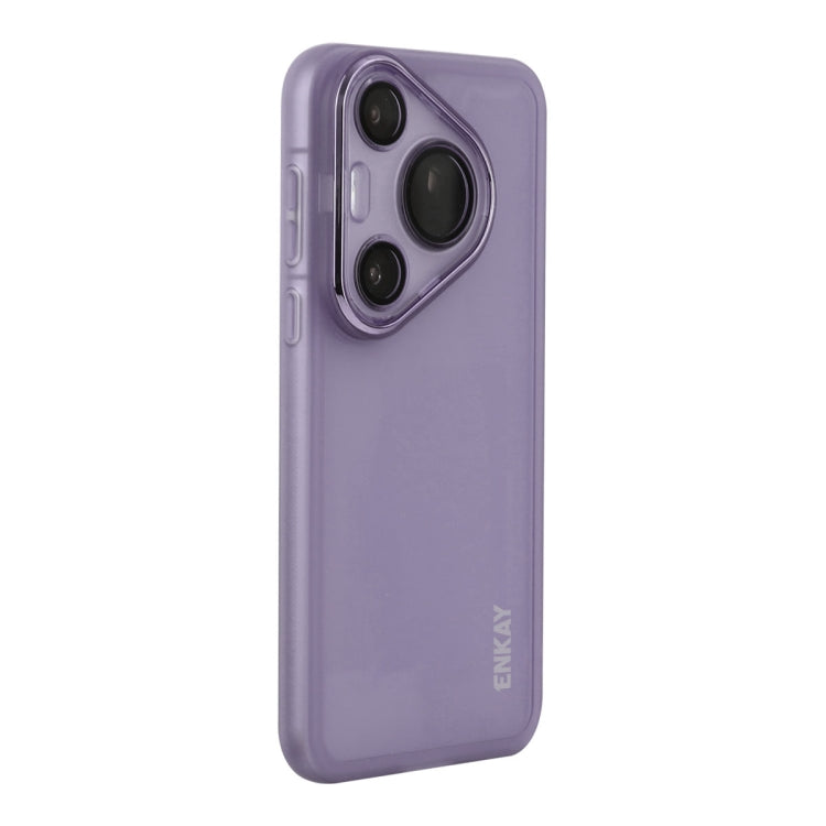 Pour Huawei Pura 70 ENKAY Hat-Prince Coque de téléphone en TPU mat translucide avec film de protection d'objectif (Violet)