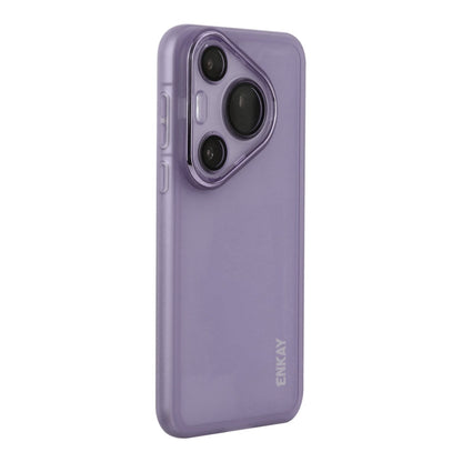 Pour Huawei Pura 70 ENKAY Hat-Prince Coque de téléphone en TPU mat translucide avec film de protection d'objectif (Violet)