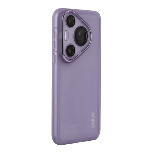 Pour Huawei Pura 70 ENKAY Hat-Prince Coque de téléphone en TPU mat translucide avec film de protection d'objectif (Violet)