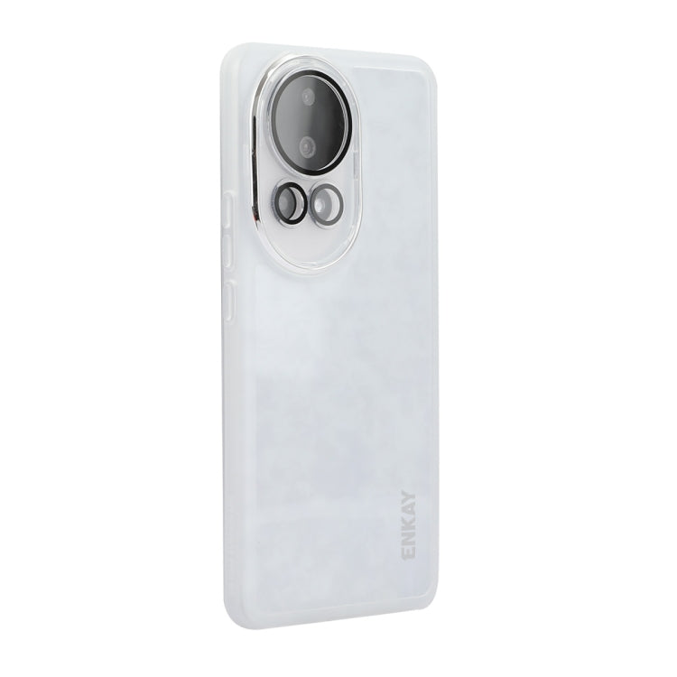 Pour Huawei nova 12 Pro Étui de téléphone en TPU mat translucide ENKAY Hat-Prince avec film de protection d'objectif (blanc)